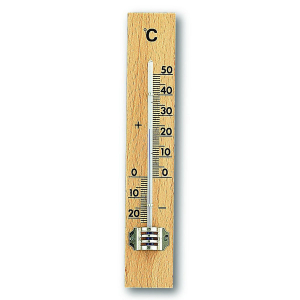 Analogue indoor thermometer made of oak