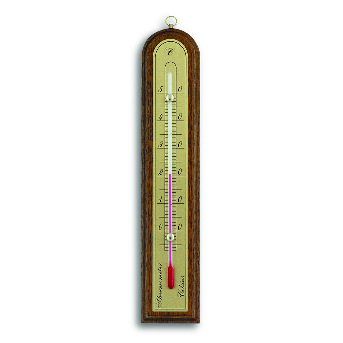 Analogue indoor thermometer made of oak