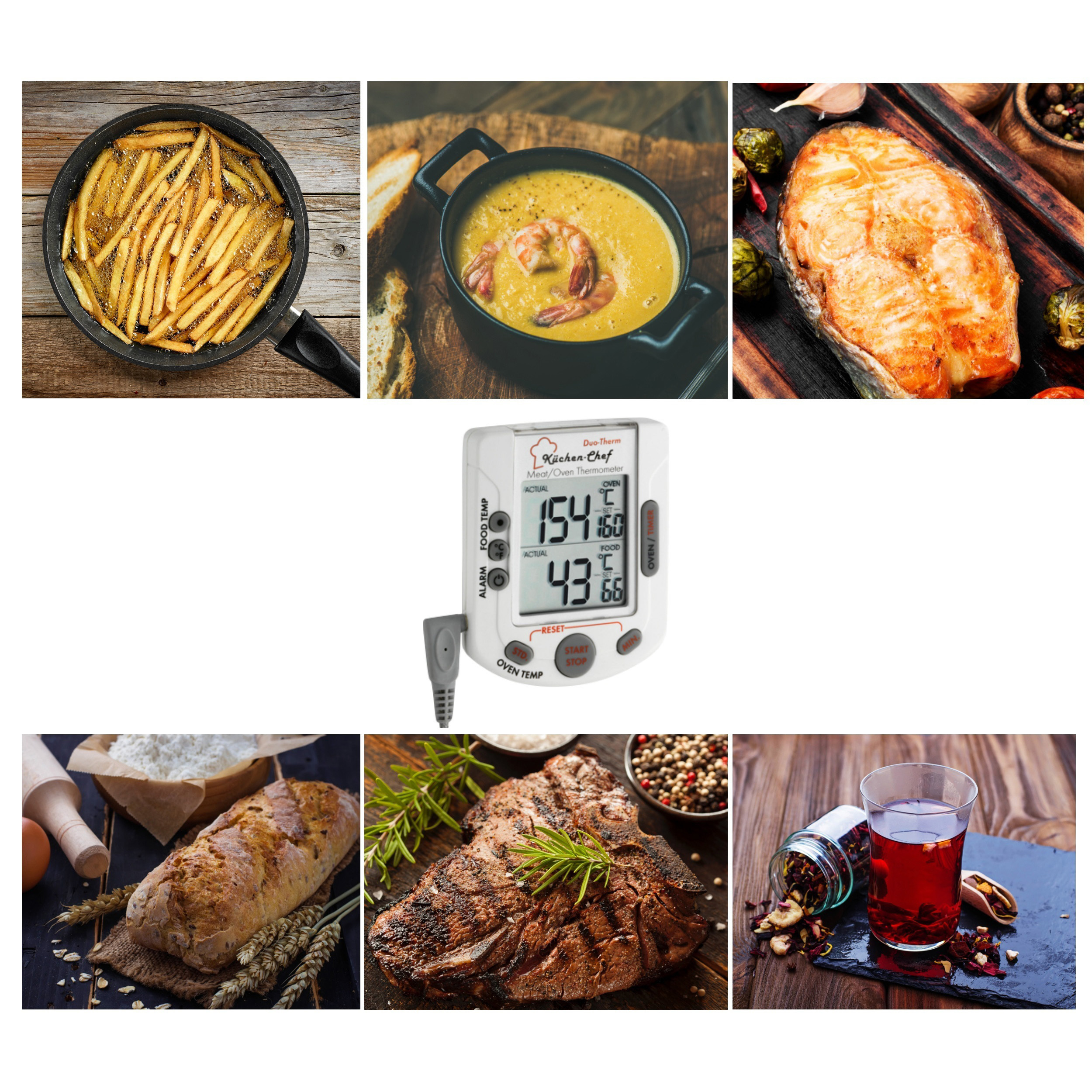 Digitales Grill-Braten-/Ofenthermometer KÜCHEN-CHEF DUO-THERM