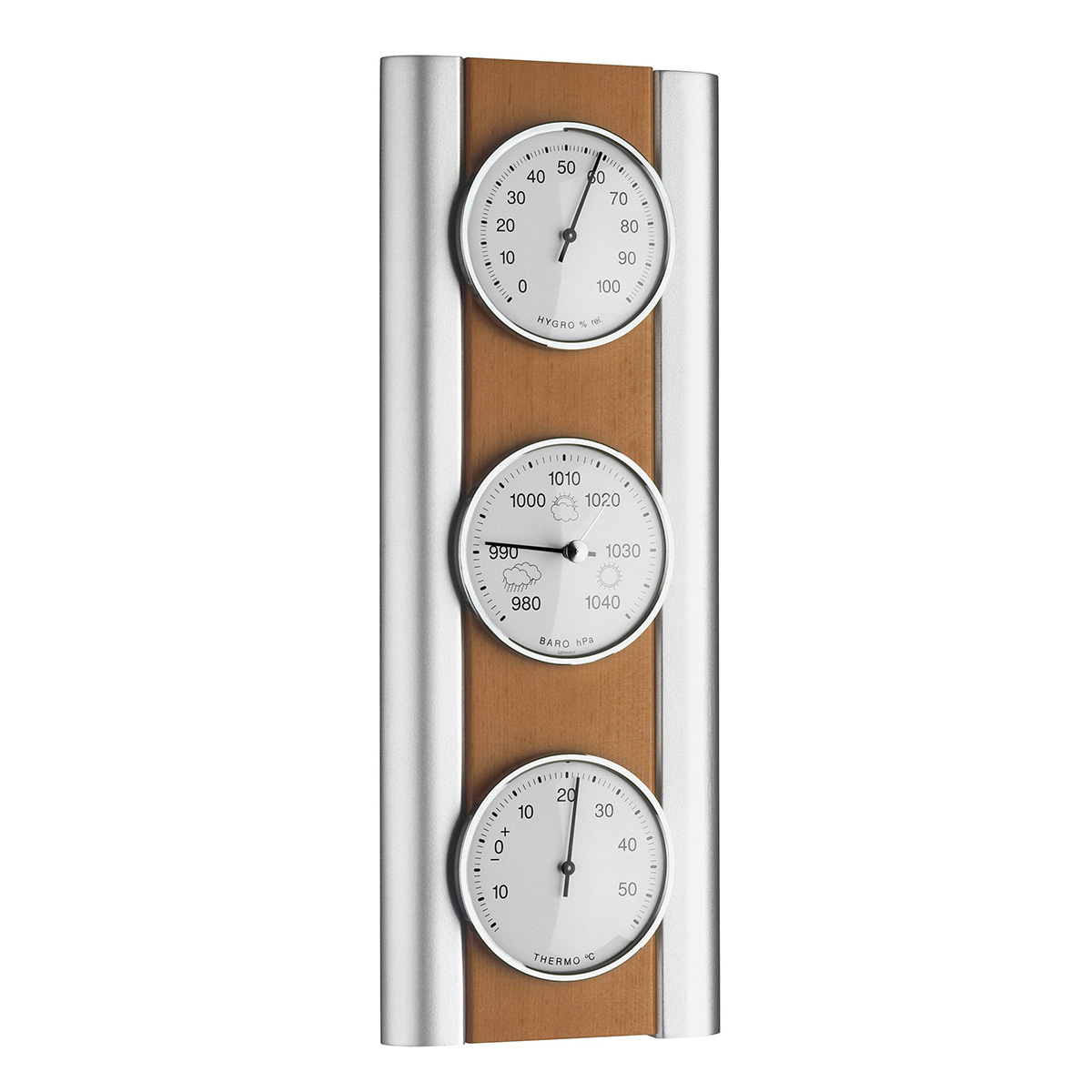 Wireless weather station in the form of analog wall clock with
