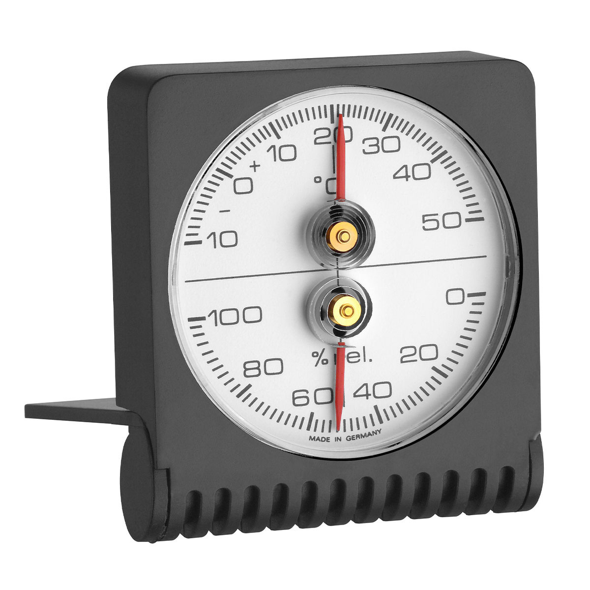 Analogue thermo-hygrometer with brass ring