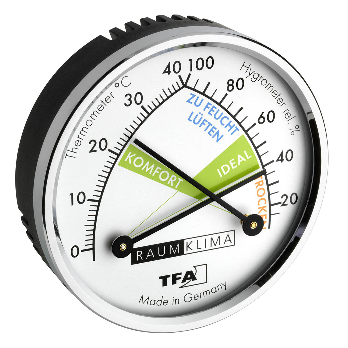 Analoges Thermo-Hygrometer mit Metallring