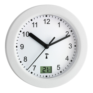 CANFORD RADIO-CONTROLLED CLOCK MSF 300mm, white case, stepped second hand,  extended runtime