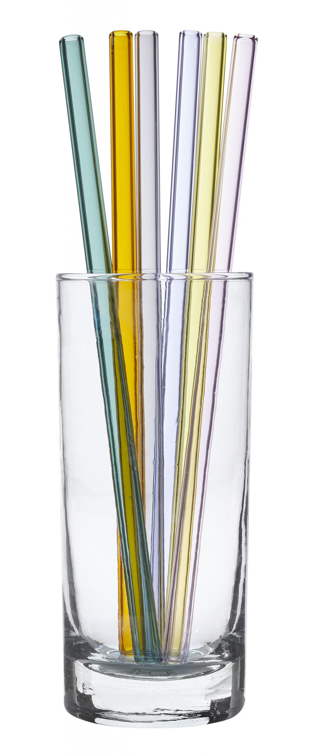 Drinking straws made of coloured glass