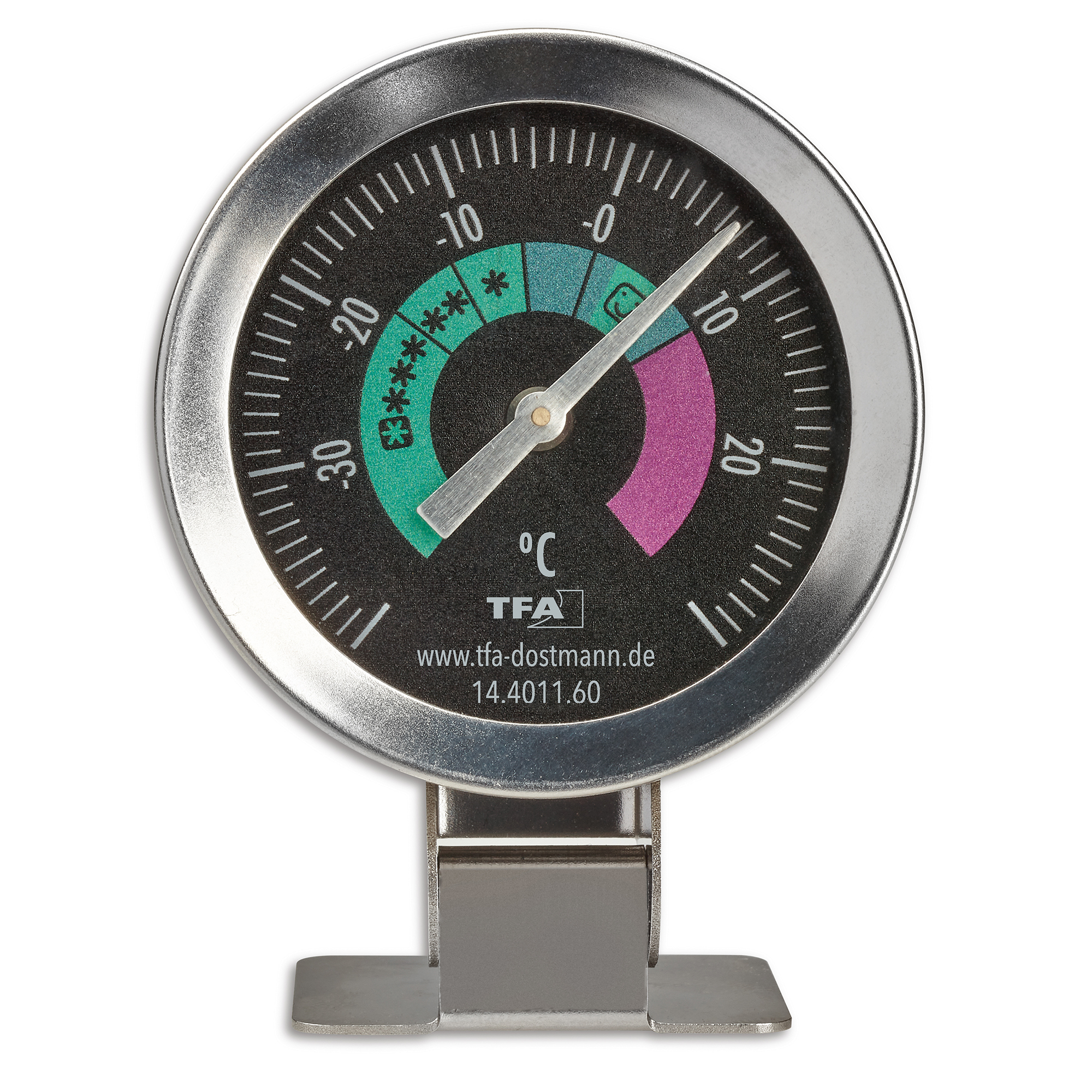 Practical analogue fridge and freezer thermometer