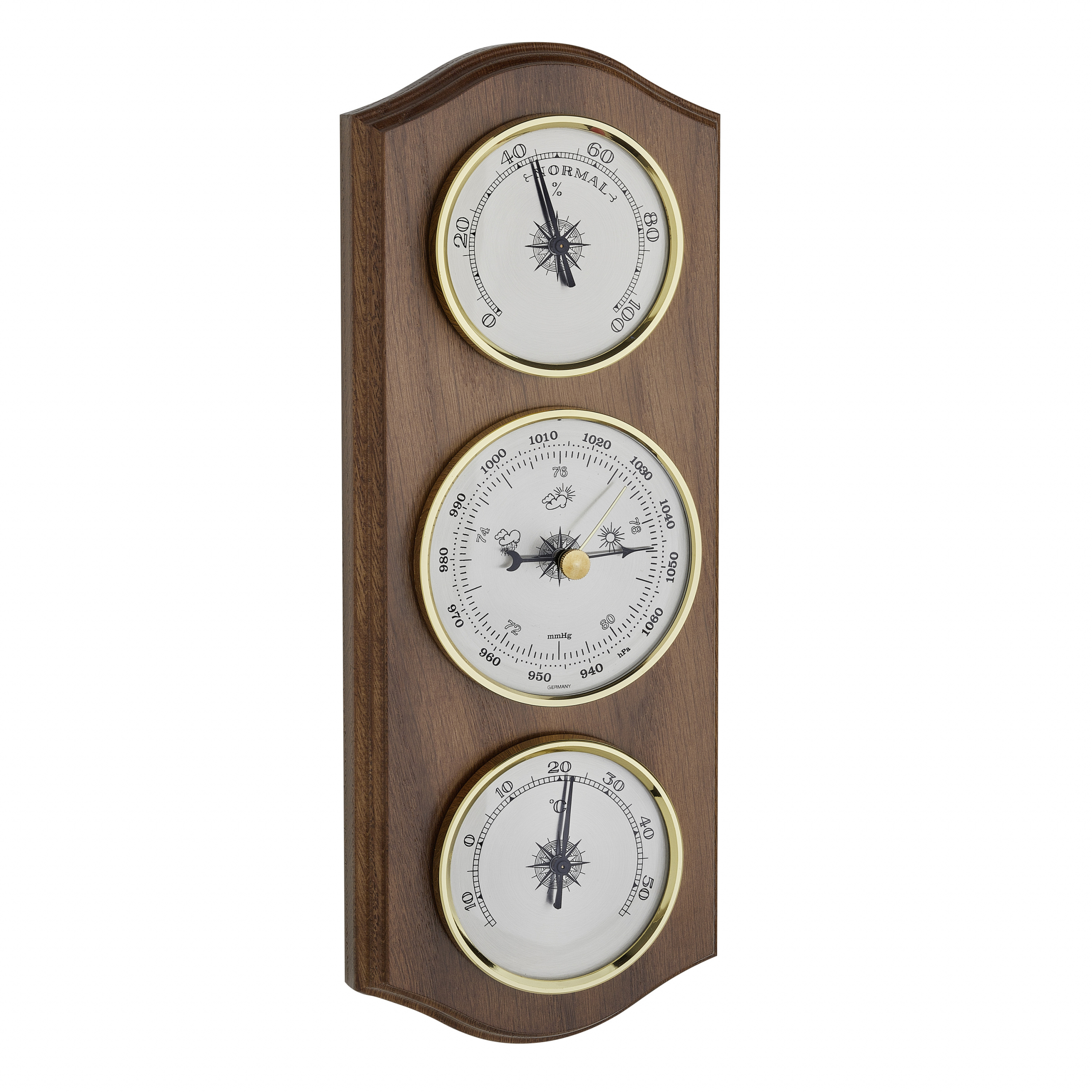 Analogue weather station made of solid wood